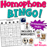 Homophone Bingo Game and Worksheet!  20 different cards!