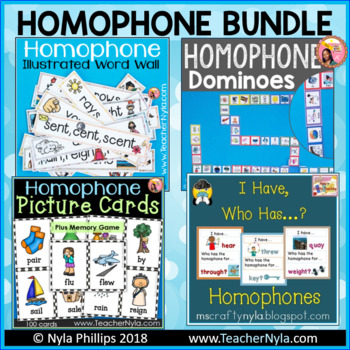 Preview of Homophone Bundle: Word Wall, Dominones, Matching Game and Flash Cards