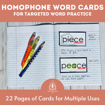 Preview of Homophone Card Set and Notebook Materials