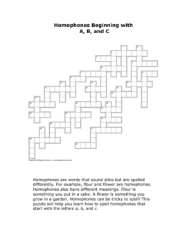 Homophone Crossword A C: Unique Approach to Learning Homophones