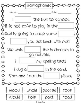 homophones cut and paste teaching resources teachers pay teachers