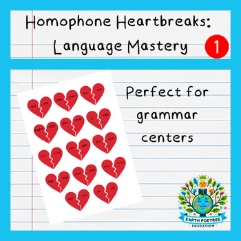 Preview of Homophone Heartbreaks - Matching Game for Language Mastery - Grammar Center
