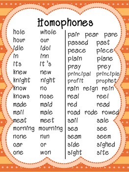 homophone list by the leap ladyz teachers pay teachers