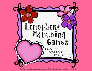 Preview of Homophone Matching Games-CCSSL.2.1; CCSSL.3.2; CCSSL.4.1