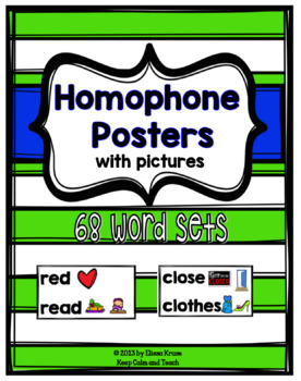Preview of Homophone Posters with Pictures (68 sets of words)
