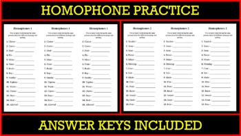 Preview of Homophone Practice (Spelling/Phonics)