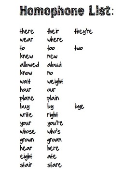 homophone pre and post assessments 5th grade common core standards