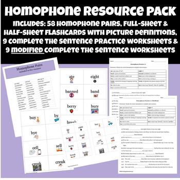Preview of Homophone Resource Pack