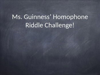 Preview of Homophone Riddles
