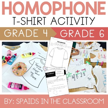 Preview of Homophone T-Shirt Activity and Craft for Grades 4, 5, and 6