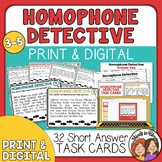 Homophone Detectives Task Cards - Language Arts Practice -