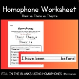 Homophone (Their, There, They're) Worksheet