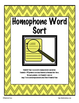Preview of Homophone Word Sort