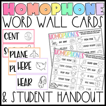 Preview of Homophone Word Wall | Homophone Worksheet | Homophones Grammar 