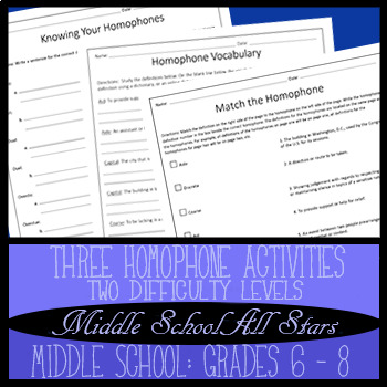 7th grade homophone worksheets teaching resources tpt