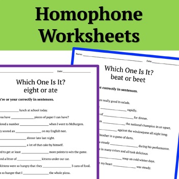 Preview of Homophone Worksheets with Student Anchor Chart