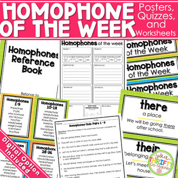Preview of Homophone of the Week | Homophones Activity | Worksheet