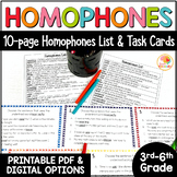 Homophones Worksheets Activity, Anchor Charts, List, and T