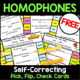 Free Homophones Activity - Self Checking Pick, Flip Check Cards