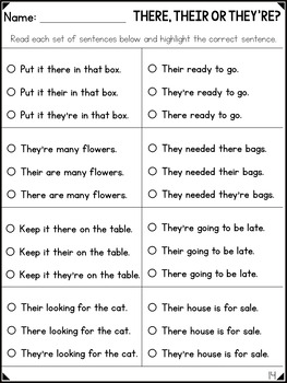 there their and theyre homophones worksheets by little