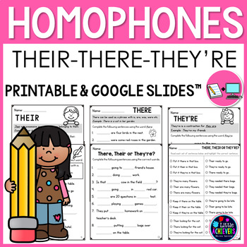 there their and theyre homophones worksheets by little