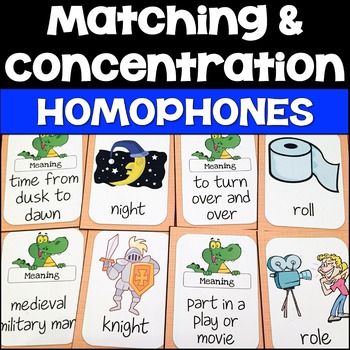 Preview of Homophones 3rd Grade Game Activity (Homophones Matching Game)