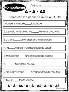 homophones a a as french homophones tpt