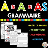 Homophones A - À - AS - French homophones - Grammar Practice