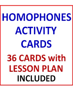 Preview of Homophones Activity Cards and Lesson Plan (36 Cards)