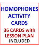 Homophones Activity Cards and Lesson Plan (36 Cards)