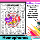 Homophones Activity : Homophones Word Search : Early Finis