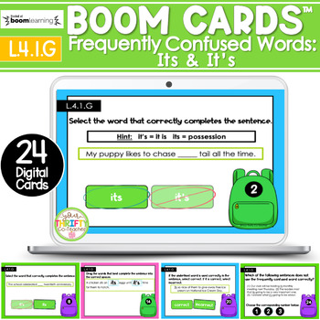 Preview of Homophones Activity ITS IT’S | BOOM Cards | Digital Task Cards