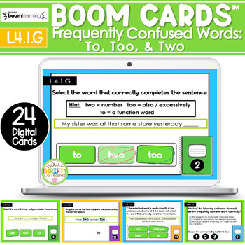 Preview of Homophones Activity TO TOO TWO | BOOM Cards