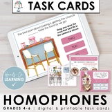 Homophones Task Cards & Activities (Print + Digital)