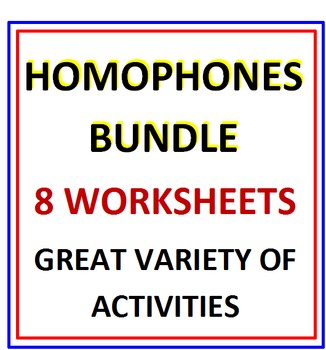 Preview of Homophones Bundle 8 Worksheets