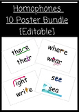 Homophones Classroom Display 10 Poster Bundle [Editable]