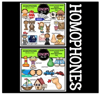 Preview of Homophones Clip Art Bundle {Educlips Clipart}