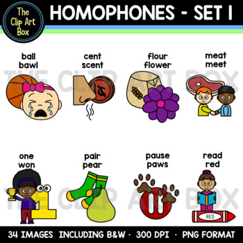 Homophones - Clip Art - Set 1 by Clip Art Box | TpT