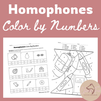 Preview of Homophones Color by Number Activity