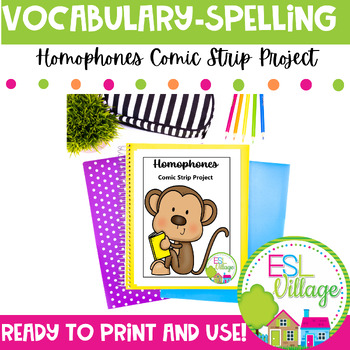Preview of Homophones Comic Strip Editable Project