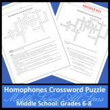 Homophones Crossword Puzzle II - Grades 6-8