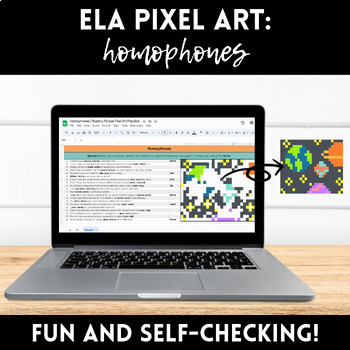 Preview of Homophones ELA Pixel Art | Mystery Picture Practice