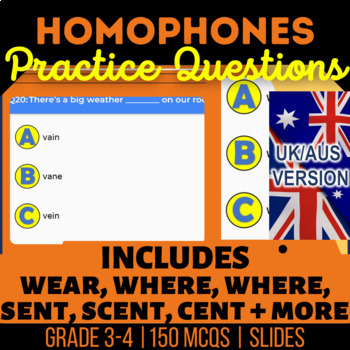 Preview of Homophones Editable Presentations (Google Slides) UK/AUS Spelling Year 4-5