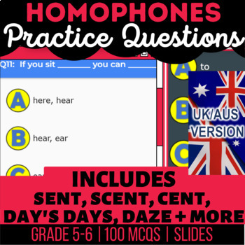 Preview of Homophones Editable Presentations: horse, hoarse, oars UK/AUS Spelling Year 6-7