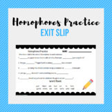 Homophones Exit Slip Printable