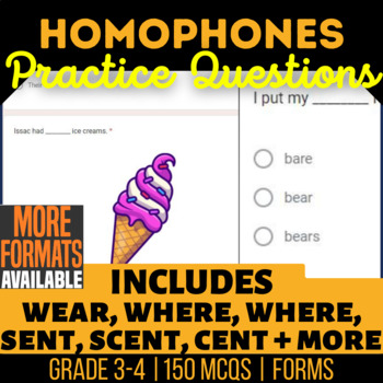 Preview of Homophones Google Forms | Vocabulary Practice Activities | Digital Resources