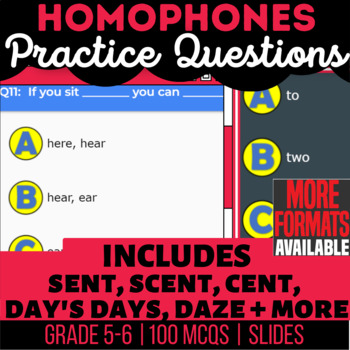 Preview of Homophones Google Slides | 5th and 6th Grade Vocabulary | Digital Resources