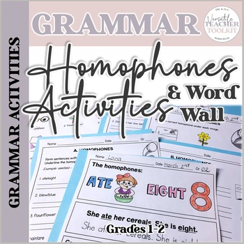 Preview of Homophones Grammar Activities and Word Wall Set