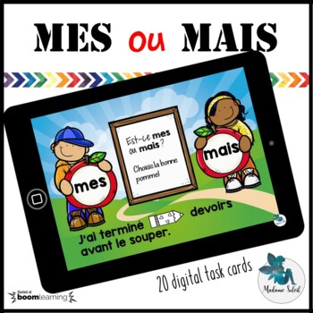 Preview of Homophones Homonymes Boom cards French distance learning : "mes" / "mais"