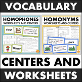 Homophones & Homonym Worksheets Centers Practice Activitie